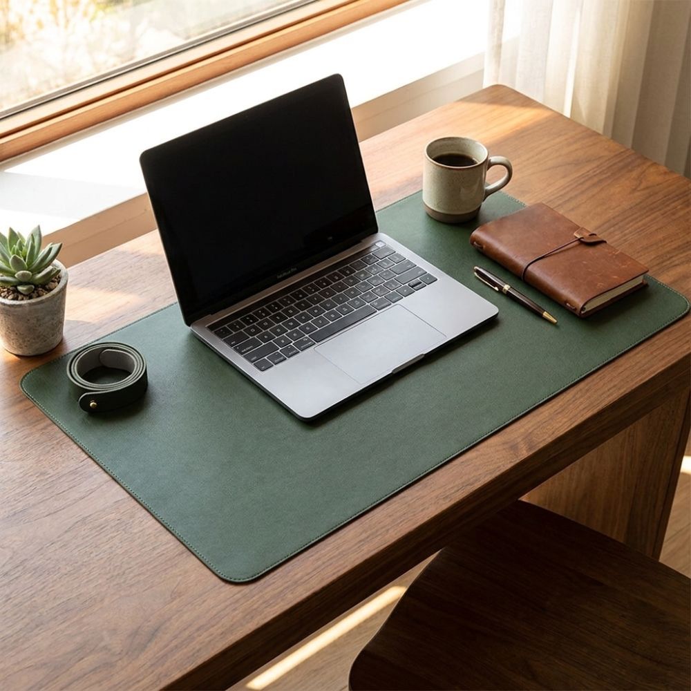 Leather Desk Pad - Alas Meja Dua Sisi Bahan Kulit