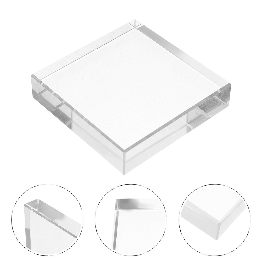 Paper Weight Crystal - Pemberat Kertas Kristal Persegi Bening, Ornamen